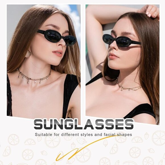 Womens Oval Sunglasses Retro UV400 Protection Trendy Fashion Small Shades main image 4